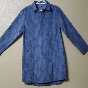 ❤️ Title Nine Wren Utility Shirt Dress Sz Large Blue Miku Print Long Slv Ripstop